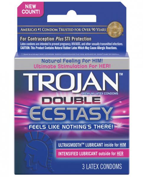 Trojan Double Ecstasy Condom - Box Of 3 - SP BOUTIQUE