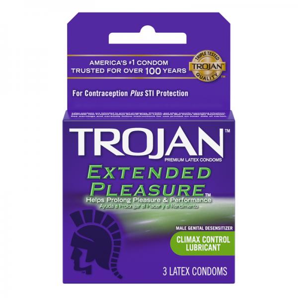 Trojan Extended Pleasure Latex Condom Box Of 3 - SP BOUTIQUE