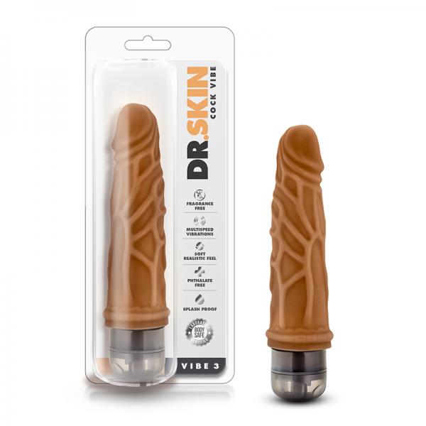Dr. Skin - Cock Vibe - 7.25 Inch Vibrating Cock - Mocha - SP BOUTIQUE