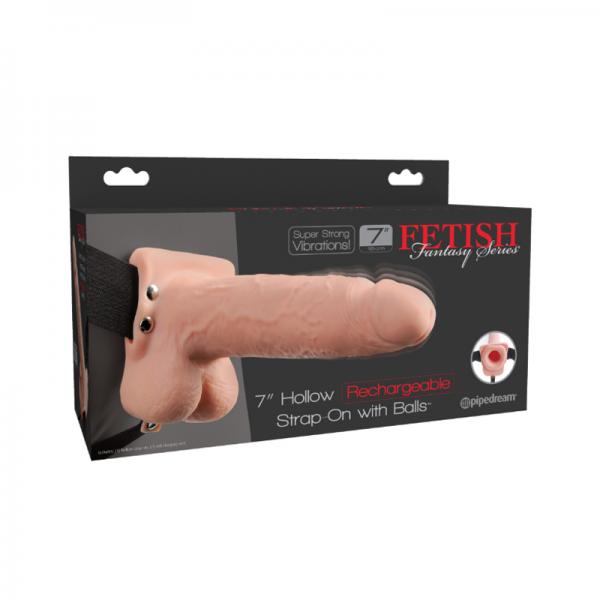 Fetish Fantasy 7in Hollow Rechargeable Strap-on With Balls, - SP BOUTIQUE