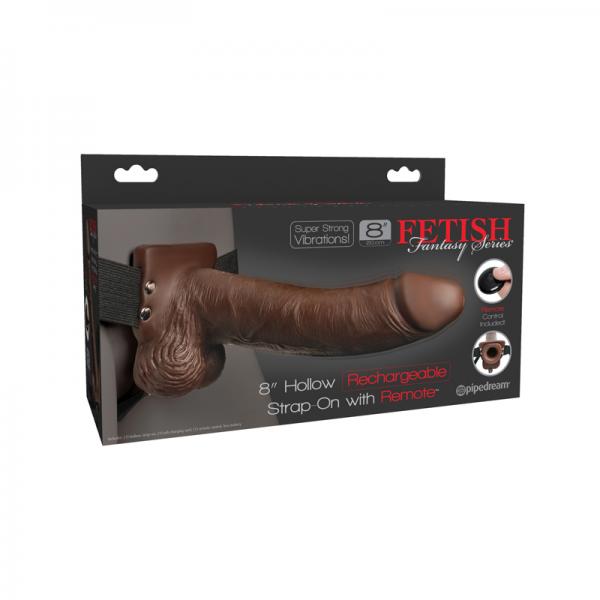 Fetish Fantasy 8 Inches Hollow Strap On Remote Brown - SP BOUTIQUE
