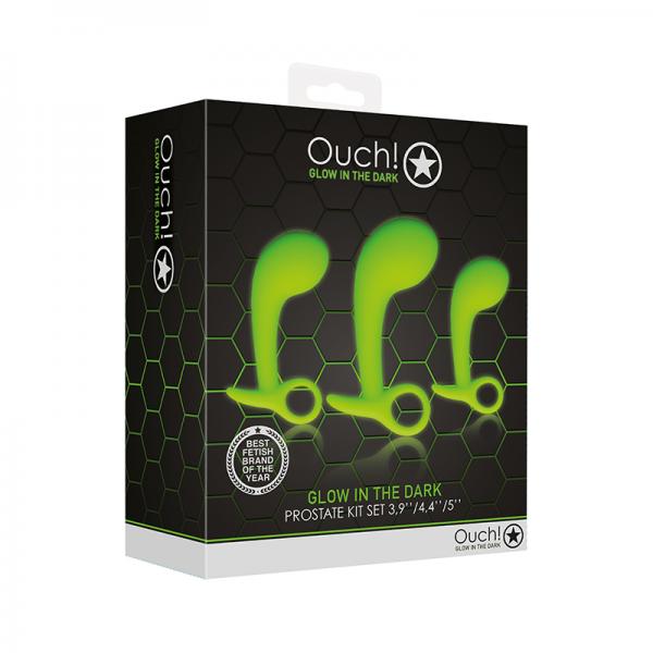 Ouch! Glow Prostate Kit Set Of 3 - Glow In The Dark - Green - SP BOUTIQUE