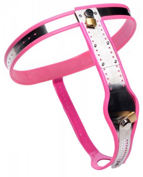 Pink Stainless Steel Adjustable Female Chastity Belt - SP BOUTIQUE