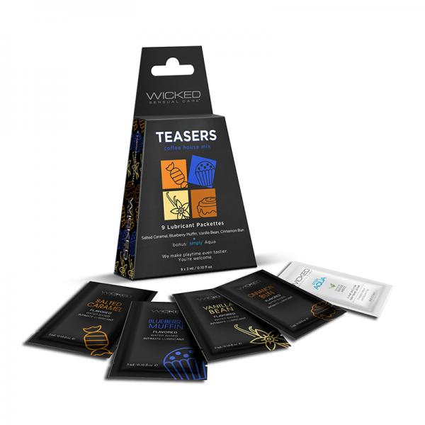 Wicked Teasers Coffee House Mix - 3ml, 9 Flavorful Packs, Vegan &amp; Paraben-Free Lubricant - SP BOUTIQUE