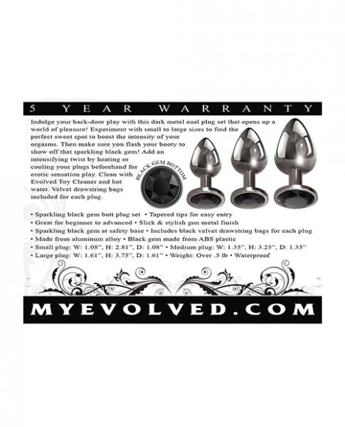 Evolved Gem Black Anal Plug Set - SP BOUTIQUE