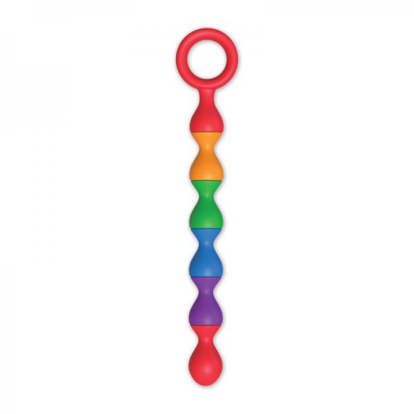 Rainbow Baller Beads Pleasure Anal Beads Ring Handle - SP BOUTIQUE