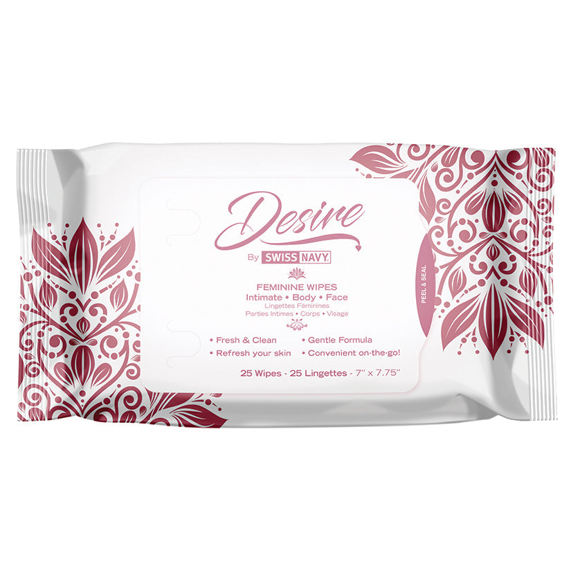 Desire By Swiss Navy Unscented Feminine Wipes 25 Ct - SP BOUTIQUE
