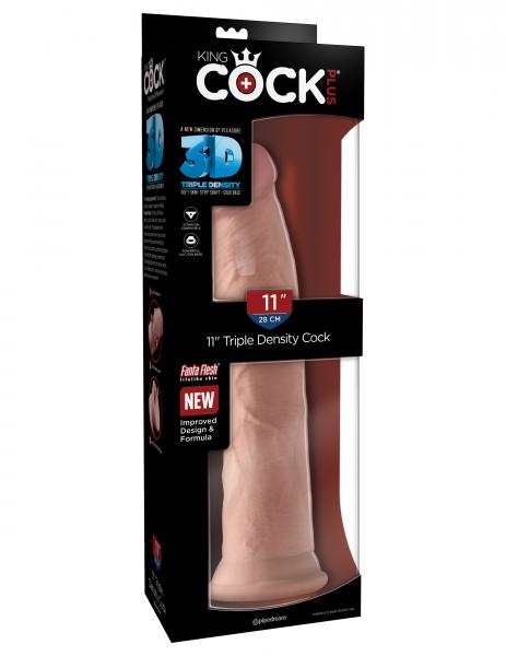 King Cock Triple Density 11 inches Dildo Beige - SP BOUTIQUE