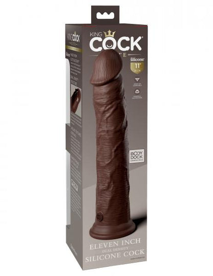 King Cock Elite Silicone Dual-Density Cock 11 in. Brown - SP BOUTIQUE