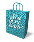 Teal Glitter Leopard Gift Bag - 10 Inch Luxury with Silver Foil Stamp "You Sexy Bitch!" - SP BOUTIQUE