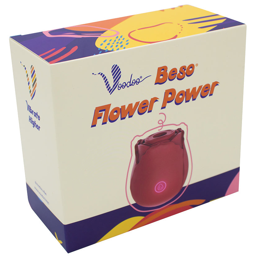 Voodoo Beso Flower Power: Waterproof Rose-Shaped Air Pulse Toy with 10 Vibration Modes - SP BOUTIQUE