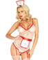 LEGA- 87057 TLC Nurse Fishnet Teddy, Apron, & Headband Set - SP BOUTIQUE